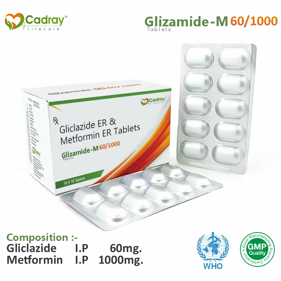 Gliclazide 60 mg + Metformin 1000 mg Tablet PCD Pharma Franchise